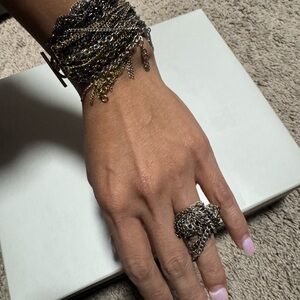 Banana Republic Multicolor Chain Bracelet and Ring Set